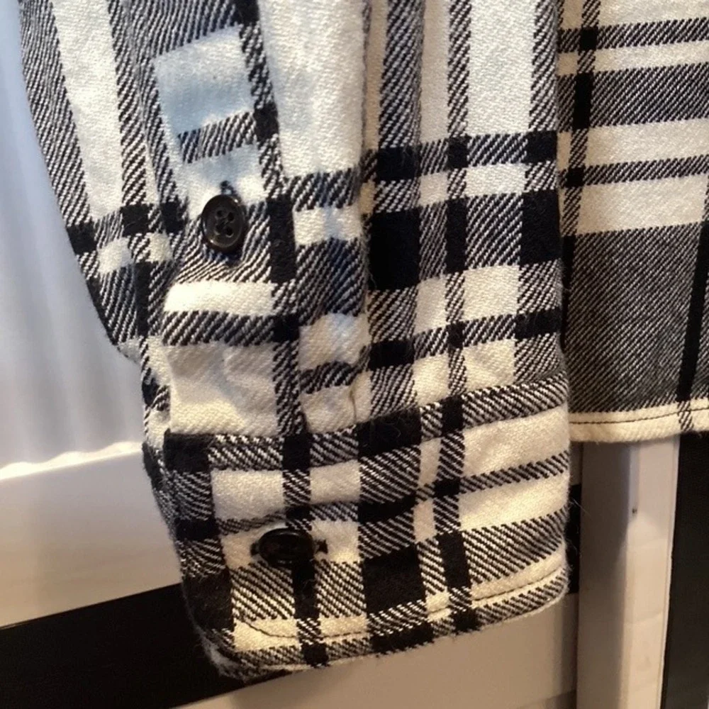 Chaps Denim Plaid‎ Zip Up Flannel Shirt Jacket Long Sleeve Unisex L - Picture 5 of 6